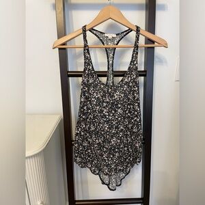 Wilfred Black and White Floral Tank Top with hints of light pink. Size small.